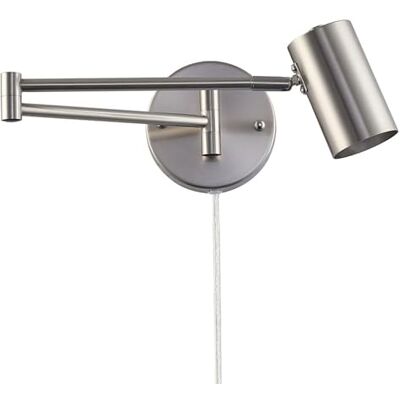 B·LED BARCELONA LED BARCELONA Led-wandlamp met scharnierarm en stopcontact, uittrekbare wandlamp metaal, nikkel, gesatineerd, industriële stijl, E27 G45 met schakelaar voor slaapkamer, lezen, hoofdeinde B·LED BARCELONA LED BARCELONA Led-wandlamp met scharnierarm en stopcontact, uittrekbare wandlamp metaal, nikkel, gesatineerd, industriële stijl, E27 G45 met schakelaar voor slaapkamer, lezen, hoofdeinde