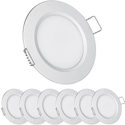 acegoo Inbouwspot, 12 V, led, extra plat, zilver, dimbaar, gat 57 65 mm, 2,5 W, 3000 K, 215 lm, waterdicht, IP64, plafondverlichting, inbouwlamp, voor camper, boot, busje, meubels, set van 6 warm acegoo Inbouwspot, 12 V, led, extra plat, zilver, dimbaar, gat 57 65 mm, 2,5 W, 3000 K, 215 lm, waterdicht, IP64, plafondverlichting, inbouwlamp, voor camper, boot, busje, meubels, set van 6 warm