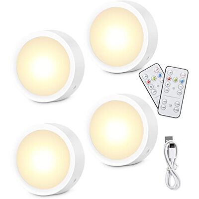 Zawaer 4 stuks USB-oplaadbare ledlampen, 1000 mAh, 3 kleuren, 5 n helderheid, met afstandsbedieningen, keukenlicht met timer, magnetisch (met metalen kleef) Zawaer 4 stuks USB-oplaadbare ledlampen, 1000 mAh, 3 kleuren, 5 n helderheid, met afstandsbedieningen, keukenlicht met timer, magnetisch (met metalen kleef)