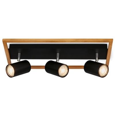 Briloner Plafondlamp, lamp, houten frame, draaibaar, woonkamerlamp, slaapkamerlamp, keukenlamp, zwart-hout Briloner Plafondlamp, lamp, houten frame, draaibaar, woonkamerlamp, slaapkamerlamp, keukenlamp, zwart-hout