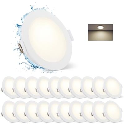 Gr4tec Led-inbouwspot, badkamer, IP65, 20 stuks, extra plat, neutraal wit, 4000 K, 5 W, 400 lm, 220 V, gat 68 80 mm, inbouwplafondlamp voor woonkamer, keuken, slaapkamer Gr4tec Led-inbouwspot, badkamer, IP65, 20 stuks, extra plat, neutraal wit, 4000 K, 5 W, 400 lm, 220 V, gat 68 80 mm, inbouwplafondlamp voor woonkamer, keuken, slaapkamer