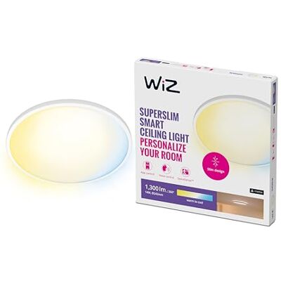 WiZ Plafondlamp SuperSlim Diameter: 25 cm Warm- tot Koelwit Licht Slimme Plafondlamp 14W Wit Wi-Fi WiZ Plafondlamp SuperSlim Diameter: 25 cm Warm- tot Koelwit Licht Slimme Plafondlamp 14W Wit Wi-Fi