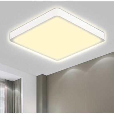 LQWELL ® Led-plafondlamp, badkamerlamp, waterdicht, IP44, vierkant, plat, 18 W, 3000 K, 1600 lm, dun, voor woonkamer, badkamer, slaapkamer, keuken, hal, kelder, kantoor, 220 x 24 mm LQWELL ® Led-plafondlamp, badkamerlamp, waterdicht, IP44, vierkant, plat, 18 W, 3000 K, 1600 lm, dun, voor woonkamer, badkamer, slaapkamer, keuken, hal, kelder, kantoor, 220 x 24 mm