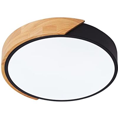 Schindora Led-plafondlamp, 24 W, koudwit, 6000 K, 1600 lm, modern, rond, van hout, voor binnen, リ30cm, voor woonkamer, hal, huis, kantoor, veranda Schindora Led-plafondlamp, 24 W, koudwit, 6000 K, 1600 lm, modern, rond, van hout, voor binnen, リ30cm, voor woonkamer, hal, huis, kantoor, veranda