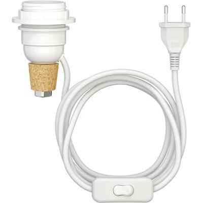 ledscom.de FLAKO kurklamp tafellamp met schakelaar en textielkabel, wit, 1 x E27 max. 60 W, zonder fles, zonder lamp ledscom.de FLAKO kurklamp tafellamp met schakelaar en textielkabel, wit, 1 x E27 max. 60 W, zonder fles, zonder lamp