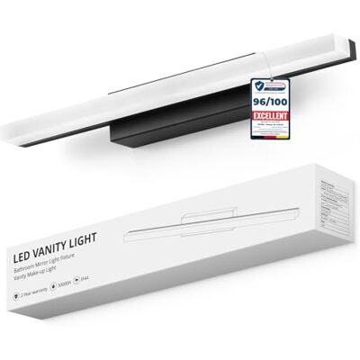 Yafido Spiegellamp voor badkamer, 40 cm, led, wandlamp, natuurlijk wit, 4000 K, 9 W, verlichting 800 lm, IP44, zwart, lamp, kast, badkamer, wastafel, 230 V, douche wastafel Yafido Spiegellamp voor badkamer, 40 cm, led, wandlamp, natuurlijk wit, 4000 K, 9 W, verlichting 800 lm, IP44, zwart, lamp, kast, badkamer, wastafel, 230 V, douche wastafel