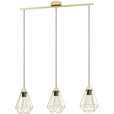 EGLO Tarbes Hanglamp, kroonluchter voor slaapkamer, 3 vlammen, plafondlamp voor woonkamer of eetkamer, van geborsteld messing, E27 fitting, 79 cm EGLO Tarbes Hanglamp, kroonluchter voor slaapkamer, 3 vlammen, plafondlamp voor woonkamer of eetkamer, van geborsteld messing, E27 fitting, 79 cm