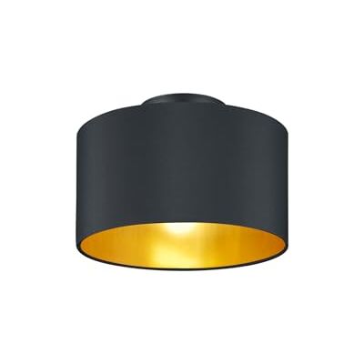 TRIO LIGHTING FOR YOU Trio Leuchten Hostel 608200279 plafondlamp Metaal, stoffen kap Matzwart/goud TRIO LIGHTING FOR YOU Trio Leuchten Hostel 608200279 plafondlamp Metaal, stoffen kap Matzwart/goud