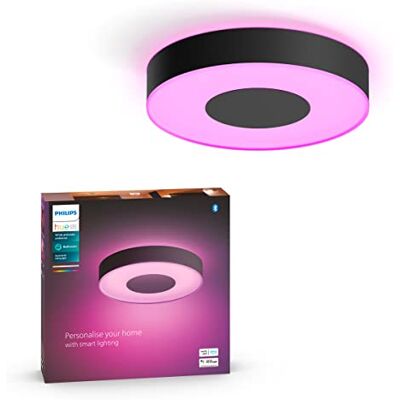 Philips White and Color Ambiance, Xamento M Smart Plafondlamp, zwart, Bluetooth, werkt met Alexa, Google Assistant en Apple Homekit Philips White and Color Ambiance, Xamento M Smart Plafondlamp, zwart, Bluetooth, werkt met Alexa, Google Assistant en Apple Homekit