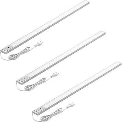 Oktaplex lighting Oktaplex Set van 3 led-keukenkasten, plat, verstelbaar, warmwit, 90 cm, keukenlicht met sensor, 730 lm, laag, contactloze kast, 10 W, zilver Oktaplex lighting Oktaplex Set van 3 led-keukenkasten, plat, verstelbaar, warmwit, 90 cm, keukenlicht met sensor, 730 lm, laag, contactloze kast, 10 W, zilver