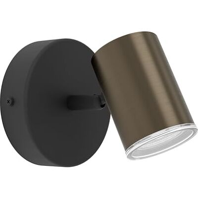 EGLO Consuma 1 wandlamp, badkamerlamp met draaibare spot, kamerlamp, metaal, zwart en brons, voor GU10-fitting, IP44 EGLO Consuma 1 wandlamp, badkamerlamp met draaibare spot, kamerlamp, metaal, zwart en brons, voor GU10-fitting, IP44