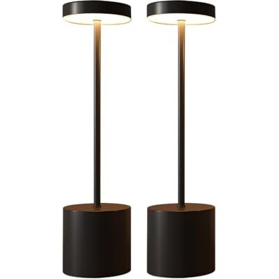 CATAVANA Set van 2 draadloze tafellampen Oplaadbare LED voor binnen en buiten USB-C kabel Touch lamp met dimmer Metalen design Frans merk Zwart CATAVANA Set van 2 draadloze tafellampen Oplaadbare LED voor binnen en buiten USB-C kabel Touch lamp met dimmer Metalen design Frans merk Zwart