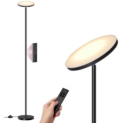 VASAGLE Led-vloerlamp, staande lamp, 30 W, draaibare kop, voor slaapkamer, kantoor, timer, geheugenfunctie, afstandsbediening, matzwart LFL018BD02 VASAGLE Led-vloerlamp, staande lamp, 30 W, draaibare kop, voor slaapkamer, kantoor, timer, geheugenfunctie, afstandsbediening, matzwart LFL018BD02