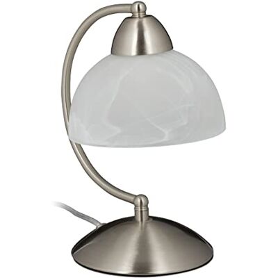 Relaxdays Retro design touch-tafellamp, E14-fitting, dimbaar, van glas en ijzer, 25 x 15 x 19 cm, zilver Relaxdays Retro design touch-tafellamp, E14-fitting, dimbaar, van glas en ijzer, 25 x 15 x 19 cm, zilver