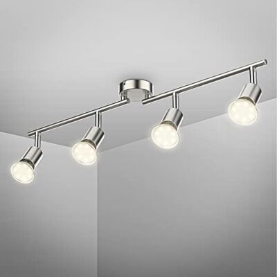 B.K.Licht I Plafondspots I met 4 lichts I GU10 fitting I railverlichting I opbouwspots I incl. 4x GU10 I 3.000K spotjes I 260Lm spots B.K.Licht I Plafondspots I met 4 lichts I GU10 fitting I railverlichting I opbouwspots I incl. 4x GU10 I 3.000K spotjes I 260Lm spots