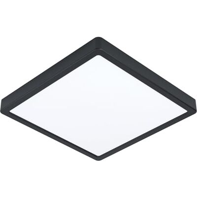 EGLO Fueva 5 led-plafondlamp, 28,5 cm, vierkante opbouwlamp, metaal, zwart, met verlicht kunststof oppervlak, plafondlamp voor badkamer, neutraal wit, IP44 EGLO Fueva 5 led-plafondlamp, 28,5 cm, vierkante opbouwlamp, metaal, zwart, met verlicht kunststof oppervlak, plafondlamp voor badkamer, neutraal wit, IP44