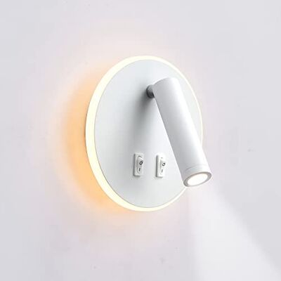uksunvi Led-wandlamp, leeslamp voor nachtkastje, 12 W, draaibare spot 3 W + 9 W, 3000 K, warm licht (YX-YDD-002) uksunvi Led-wandlamp, leeslamp voor nachtkastje, 12 W, draaibare spot 3 W + 9 W, 3000 K, warm licht (YX-YDD-002)