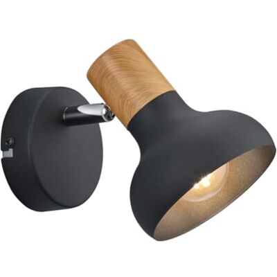 RL LIVE YOUR LIGHT Reality Leuchten Latika wandlamp R81521032, mat zwart metaal, synthetisch hout, excl. 1x E14 RL LIVE YOUR LIGHT Reality Leuchten Latika wandlamp R81521032, mat zwart metaal, synthetisch hout, excl. 1x E14