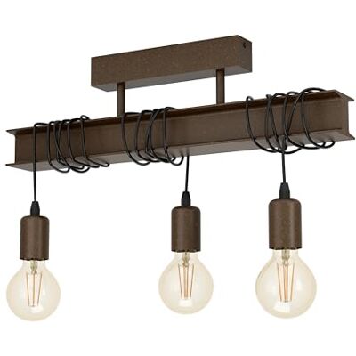 EGLO Townshend 4 Plafondlamp, 3-lichts, vintage, industrieel, woonkamerlamp van metaal, slaapkamerlamp in antiek bruin, hal, plafond, met E27 fitting design vintage et industriel en métal brun antique pour salon, chambre à coucher et couloir, douille E2 EGLO Townshend 4 Plafondlamp, 3-lichts, vintage, industrieel, woonkamerlamp van metaal, slaapkamerlamp in antiek bruin, hal, plafond, met E27 fitting design vintage et industriel en métal brun antique pour salon, chambre à coucher et couloir, douille E2