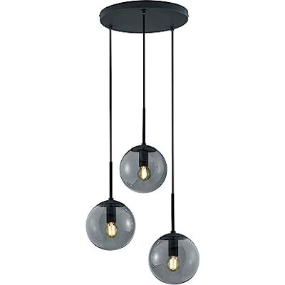 Trio , Hanglamp, Balini 3xE14, max.28,0 W Glas, Rook, Lichaam: Metaal, Antraciet Ø:30,0cm, H:150,0cm IP20, Zonder licht, In hoogte verstelbaar Trio , Hanglamp, Balini 3xE14, max.28,0 W Glas, Rook, Lichaam: Metaal, Antraciet Ø:30,0cm, H:150,0cm IP20, Zonder licht, In hoogte verstelbaar