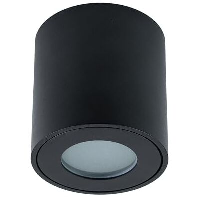EDO Zwarte opbouwspot, IP44, rond, Ø 80 x 84 mm, KLARS GU10, plafondlamp voor badkamer, led-opbouwspot, plafond 230 V met GU10-fitting, downlight aluminium, lamp voor balkon en keuken EDO Zwarte opbouwspot, IP44, rond, Ø 80 x 84 mm, KLARS GU10, plafondlamp voor badkamer, led-opbouwspot, plafond 230 V met GU10-fitting, downlight aluminium, lamp voor balkon en keuken