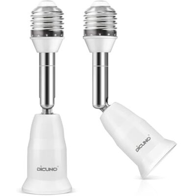 DiCUNO Set van 2 E27 lampverlengingen, 10 cm, zwanenhalsadapter, draaibaar, flexibel, E27-fitting voor led, halogeen, CFL-lampen, zwanenhals, 60 W, 250 V, 2 A, PBT en aluminium DiCUNO Set van 2 E27 lampverlengingen, 10 cm, zwanenhalsadapter, draaibaar, flexibel, E27-fitting voor led, halogeen, CFL-lampen, zwanenhals, 60 W, 250 V, 2 A, PBT en aluminium