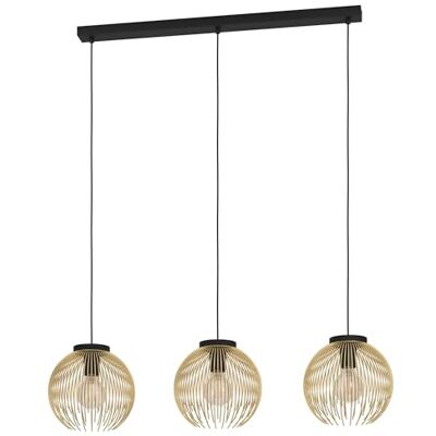 EGLO Venezuela Hanglamp, kroonluchter met 3 lampen voor woonkamer en eetkamer, elegante plafondlamp om op te hangen van metaal in zwart en goud, plafondlamp van metaaldraad, E27 fitting EGLO Venezuela Hanglamp, kroonluchter met 3 lampen voor woonkamer en eetkamer, elegante plafondlamp om op te hangen van metaal in zwart en goud, plafondlamp van metaaldraad, E27 fitting