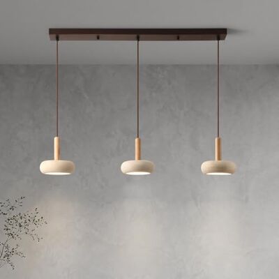 kaixunl Wabi Sabi Hanglamp, led, 3 koppen, Japanse stijl, travertijn, geel, hout, in hoogte verstelbaar, moderne kroonluchters, geschikt voor woonkamer, keuken, slaapkamer, eetkamer, houten staaf kaixunl Wabi Sabi Hanglamp, led, 3 koppen, Japanse stijl, travertijn, geel, hout, in hoogte verstelbaar, moderne kroonluchters, geschikt voor woonkamer, keuken, slaapkamer, eetkamer, houten staaf
