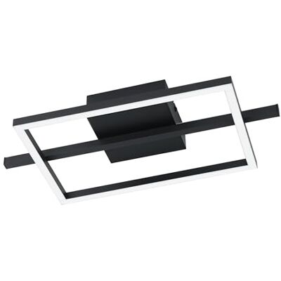 EGLO Amandolo led-plafondlamp, dimbare vierkante plafondlamp met afstandsbediening, geometrische metalen lamp, zwart, warm wit, koud wit, RGB-achtergrondverlichting EGLO Amandolo led-plafondlamp, dimbare vierkante plafondlamp met afstandsbediening, geometrische metalen lamp, zwart, warm wit, koud wit, RGB-achtergrondverlichting