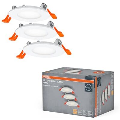 OSRAM Inbouwspots met geïntegreerde driver, 3 x 85 mm, 3000 K, wit, kunststof, IP20 voor binnentoepassingen, inclusief accessoires OSRAM Inbouwspots met geïntegreerde driver, 3 x 85 mm, 3000 K, wit, kunststof, IP20 voor binnentoepassingen, inclusief accessoires