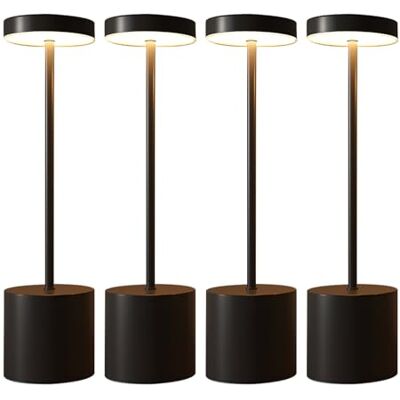 CATAVANA Set van 4 draadloze tafellampen Oplaadbare LED voor binnen en buiten USB-C kabel Touch lamp met dimmer Metalen design Frans merk Zwart CATAVANA Set van 4 draadloze tafellampen Oplaadbare LED voor binnen en buiten USB-C kabel Touch lamp met dimmer Metalen design Frans merk Zwart