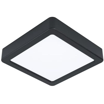 EGLO Led Fueva 5 Plafondlamp, 1 lichtpunt, moderne opbouwlamp van staal met een kunststof lichtoppervlak, ledlamp in zwart en wit, 16 cm (L x B), warmwit EGLO Led Fueva 5 Plafondlamp, 1 lichtpunt, moderne opbouwlamp van staal met een kunststof lichtoppervlak, ledlamp in zwart en wit, 16 cm (L x B), warmwit