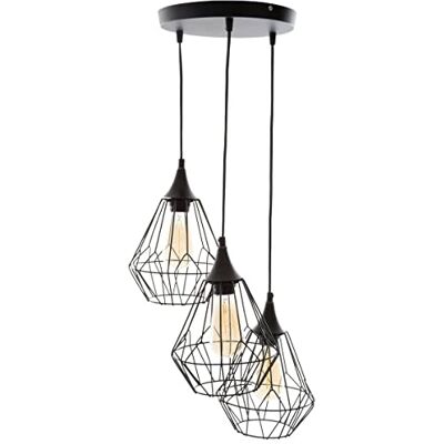 ATMOSPHERA CREATEUR D'INTERIEUR Atmosphera Kaore Kroonluchter, 3 ophangingen, metaal, bekabeld, zwart ATMOSPHERA CREATEUR D'INTERIEUR Atmosphera Kaore Kroonluchter, 3 ophangingen, metaal, bekabeld, zwart