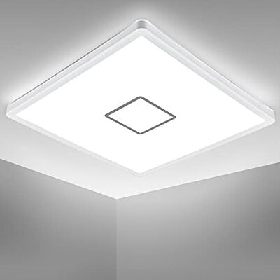 B.K.Licht vierkante designplafondlamp, 18 W led-plaat, ultraplatte plafondverlichting: 28 mm, moderne wandlamp wit-zilver, 2400 lm, neutraal wit licht 4.000 K, 293 x 293 mm B.K.Licht vierkante designplafondlamp, 18 W led-plaat, ultraplatte plafondverlichting: 28 mm, moderne wandlamp wit-zilver, 2400 lm, neutraal wit licht 4.000 K, 293 x 293 mm