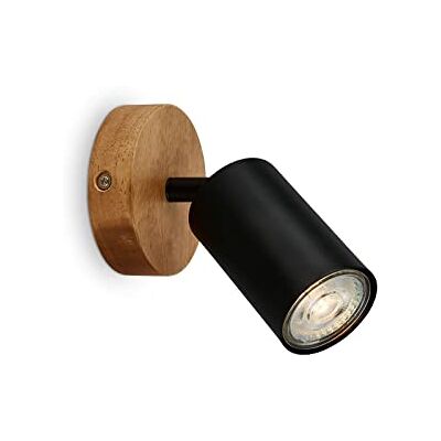 Briloner Wandlamp, plafondverlichting, led-woonkamerlamp, retro wandlamp met hout, vintage wandlamp, GU10-fitting, plafondlamp, rustieke kroonluchter, zwart, 90 x 85 mm Briloner Wandlamp, plafondverlichting, led-woonkamerlamp, retro wandlamp met hout, vintage wandlamp, GU10-fitting, plafondlamp, rustieke kroonluchter, zwart, 90 x 85 mm