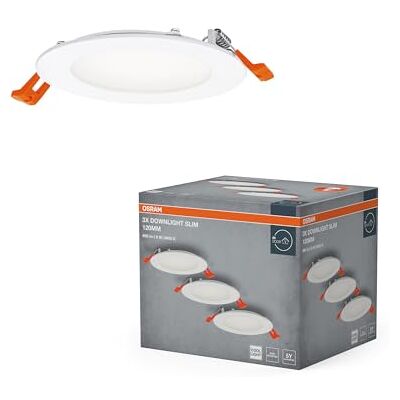 OSRAM LED inbouwspot Essential Slim 120mm 8W wit set van 3 downlights 550lm koud wit 4000K plafondspot IP20 OSRAM LED inbouwspot Essential Slim 120mm 8W wit set van 3 downlights 550lm koud wit 4000K plafondspot IP20