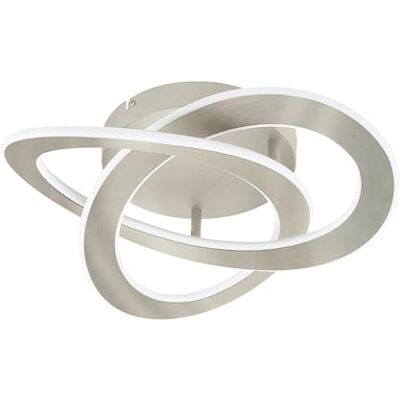 EGLO Rolimare led-plafondlamp, plafondlamp in gebogen ringdesign, originele woonkamerlamp van mat nikkel aluminium en kunststof wit, neutraal wit EGLO Rolimare led-plafondlamp, plafondlamp in gebogen ringdesign, originele woonkamerlamp van mat nikkel aluminium en kunststof wit, neutraal wit