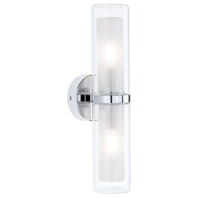 Paulmann 71077 Wandlampen Selection Bathroom Luena IP44 E14 230V max. 2x20W dimbaar chroom, glazen badkamer armatuur badkamerlamp 2 vlammen Paulmann 71077 Wandlampen Selection Bathroom Luena IP44 E14 230V max. 2x20W dimbaar chroom, glazen badkamer armatuur badkamerlamp 2 vlammen