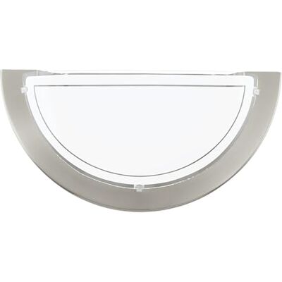 EGLO Wandlamp Planet 1, 1-lichts, modern, wandverlichting voor binnen van metaal en glas, woonkamerlamp in mat nikkel, wit, hallamp halfrond met E27-fitting EGLO Wandlamp Planet 1, 1-lichts, modern, wandverlichting voor binnen van metaal en glas, woonkamerlamp in mat nikkel, wit, hallamp halfrond met E27-fitting