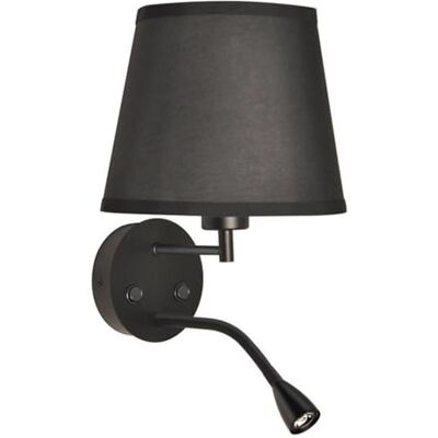 B·LED BARCELONA LED BARCELONA Led-wandlamp voor nachtkastje, zwart, met lampenkap, stof en leesapparaat, led, flexibel, 3 W, dubbele verlichting, dubbele schakelaar, moderne stijl, vintage, industrieel, lamp, slaapkamer, woonkamer, badkamer B·LED BARCELONA LED BARCELONA Led-wandlamp voor nachtkastje, zwart, met lampenkap, stof en leesapparaat, led, flexibel, 3 W, dubbele verlichting, dubbele schakelaar, moderne stijl, vintage, industrieel, lamp, slaapkamer, woonkamer, badkamer