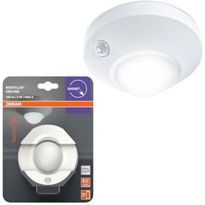 OSRAM NIGHTLUX plafondlamp, wit, bewegingsmelder, IP20, werkt op batterijen, koud wit 4000 K, ideaal voor gangen, trappen en interieurs OSRAM NIGHTLUX plafondlamp, wit, bewegingsmelder, IP20, werkt op batterijen, koud wit 4000 K, ideaal voor gangen, trappen en interieurs