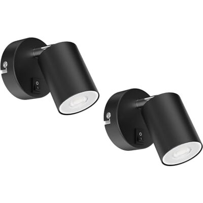ledscom.de 2x WAIKA wandspot met lichtschakelaar GU10 mat zwart incl. GU10 ledlamp 468lm warm wit ledscom.de 2x WAIKA wandspot met lichtschakelaar GU10 mat zwart incl. GU10 ledlamp 468lm warm wit