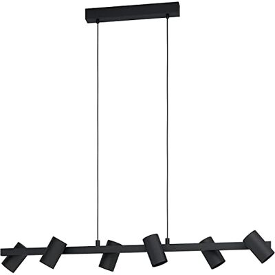 EGLO Hanglamp Gatuela 1, plafondlamp hanglamp met 6 spots, kroonluchter voor woonkamer of eetkamer, metaal, zwart, fitting E27 EGLO Hanglamp Gatuela 1, plafondlamp hanglamp met 6 spots, kroonluchter voor woonkamer of eetkamer, metaal, zwart, fitting E27