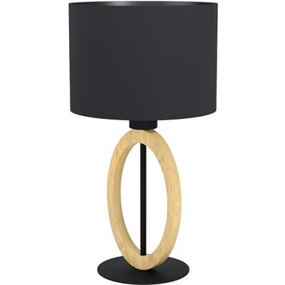 EGLO Tafellamp Basildon 1, 1 lamp tafellamp minimalistisch, bedlamp van hout, textiel, metaal, woonkamerlamp in natuur, zwart, lamp met schakelaar, E27,zwart, bruin. EGLO Tafellamp Basildon 1, 1 lamp tafellamp minimalistisch, bedlamp van hout, textiel, metaal, woonkamerlamp in natuur, zwart, lamp met schakelaar, E27,zwart, bruin.