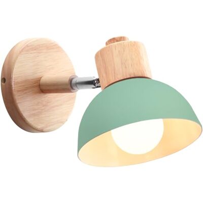 iDEGU Industriële wandlamp, vintage, verstelbaar, van hout, metaal, retro, E27 fitting, wandlamp voor binnen, voor slaapkamer, woonkamer, hal, restaurant, 15 cm (1 stuks, groen) iDEGU Industriële wandlamp, vintage, verstelbaar, van hout, metaal, retro, E27 fitting, wandlamp voor binnen, voor slaapkamer, woonkamer, hal, restaurant, 15 cm (1 stuks, groen)