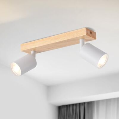 LVWIT Plafondlamp, 2 ledlampen, GU10, binnenverlichting, wit, wandlamp, slaapkamer, houten plafondlamp met rechthoekige basis, kroonluchter woonkamer (zonder lampen) LVWIT Plafondlamp, 2 ledlampen, GU10, binnenverlichting, wit, wandlamp, slaapkamer, houten plafondlamp met rechthoekige basis, kroonluchter woonkamer (zonder lampen)