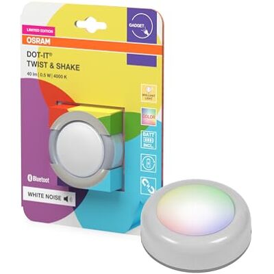 OSRAM SMART+ DOT-IT TWIST & SHAKE, intelligent mobiel nachtlampje of licht voor kinderen met 16 miljoen RGB-kleuren, bestuurbaar door druk en rotatie of app, magnetisch OSRAM SMART+ DOT-IT TWIST & SHAKE, intelligent mobiel nachtlampje of licht voor kinderen met 16 miljoen RGB-kleuren, bestuurbaar door druk en rotatie of app, magnetisch