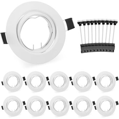 Leselux Inbouwspot GU10-set, 10-delig, spotframe in wit met GU10-fitting, rond montageframe, spot draaibaar, 60°, montagegat Ø 68-80 mm, 230 V, voor led- of halogeenlampen Leselux Inbouwspot GU10-set, 10-delig, spotframe in wit met GU10-fitting, rond montageframe, spot draaibaar, 60°, montagegat Ø 68-80 mm, 230 V, voor led- of halogeenlampen