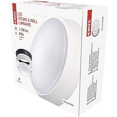 EMOS LED wand-/plafondlamp, rond, verwisselbaar frame waterdicht neutraal wit 1100lm 14W (in plaats van 75W lamp) 25.000 uur 120° stralingshoek buiten EMOS LED wand-/plafondlamp, rond, verwisselbaar frame waterdicht neutraal wit 1100lm 14W (in plaats van 75W lamp) 25.000 uur 120° stralingshoek buiten