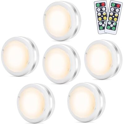 Bawoo Led-kastverlichting, 6 stuks, bedlampje met afstandsbediening, trap, onderinbouwlicht, batterijvoeding, kastverlichting voor slaapkamer, kast, keuken Bawoo Led-kastverlichting, 6 stuks, bedlampje met afstandsbediening, trap, onderinbouwlicht, batterijvoeding, kastverlichting voor slaapkamer, kast, keuken